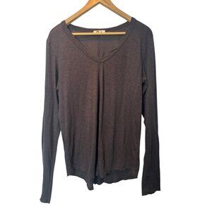 American Giant Long Sleeve V-Neck Tee Size Large | Soft Brown Lightweight Top